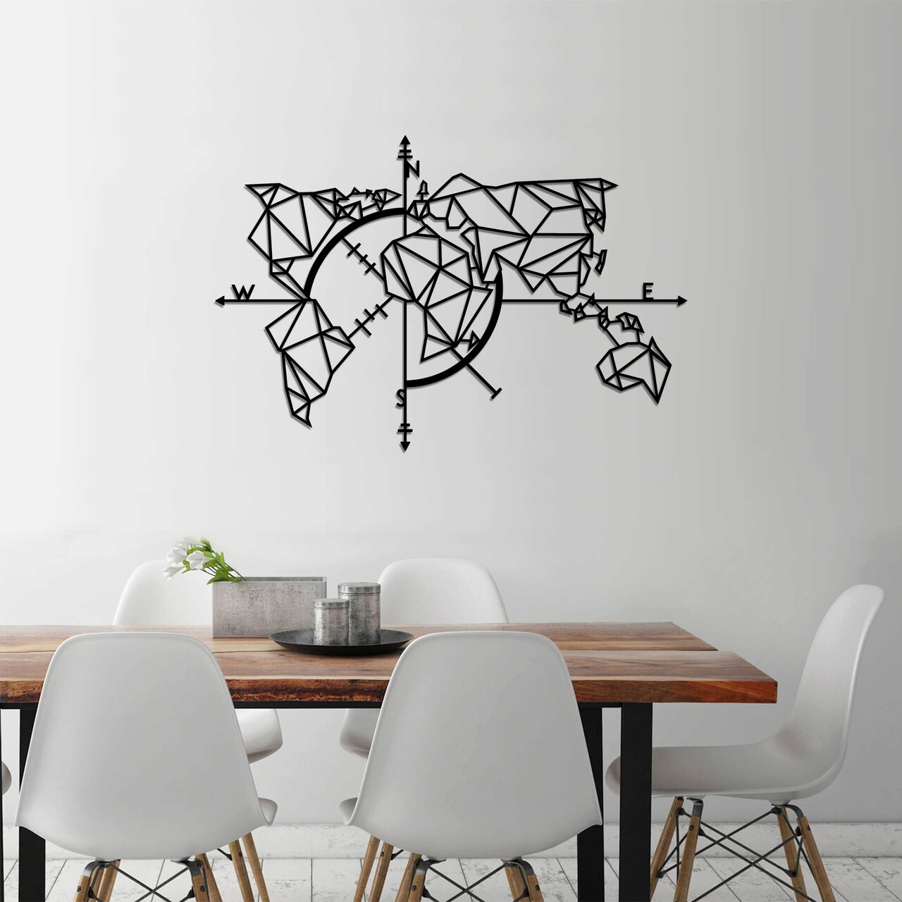Decoratiune de perete, World Map Metal Decor 2, Dimensiune: 111 x 74 cm, Negru - imagine 4